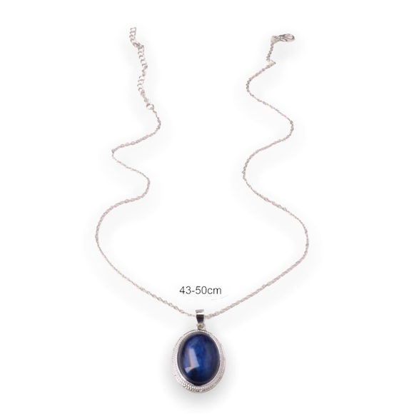 New Woman’s Sterling Silver Natural Brazilian Blue Kyanite Gemstone Necklace - Picture 6 of 10